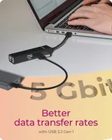 ICY BOX USB Hub & Gigabit Eth. LAN IB-HUB1439-LAN USB 3.2 G1, 2x USB-A, 1x USB-C