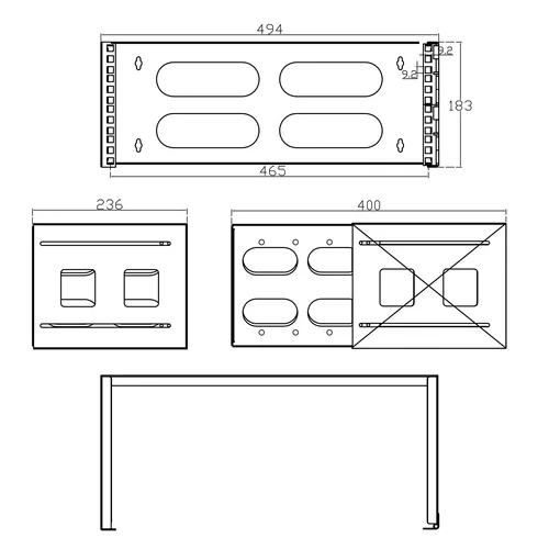 InLine 19104A Rack 4U Wandmontiertes Regal Schwarz