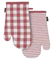 Ladelle Ofenhandschuh Eco Gingham 2 Stück, Rot/Weiss - Grösse: 18 x 33 cm - Detailfarbe: Rot - Weiss - Material: Polyester - Recycled Baumwolle - Anwendungsbereich: Küche