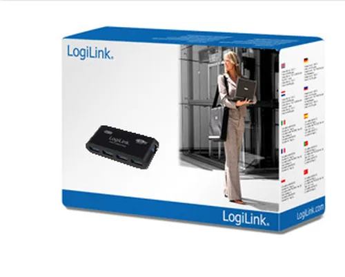 Logilink USB-HUB 4-Port 3.0 m. Netzteil schwarz