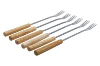 Kadastar Käsefonduegabel Element 6 Personen - Anzahl Personen: 6 - Material: Edelstahl - Griffmaterial: Holz - Detailfarbe: Silber - Braun - Fondue Variante: Käsefondue