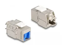 Delock Keystone-Modul RJ45 Cat.6A mit blauer Staubschutzkappe - Modultyp: Keystone - Anschluss Front: Buchse RJ-45 - Anschluss Rück: LSA - Medientyp: Netzwerk - Schirmung: Ja - Verpackungseinheit: 1 Stück