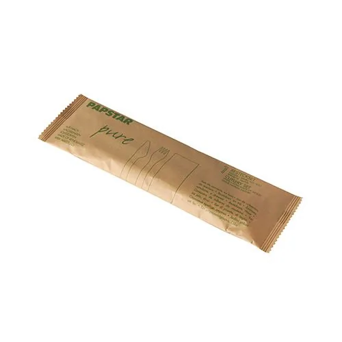 Papstar Einweg-Besteckset Pure 50 Stück, Braun - Produkttyp: Einweg-Besteckset - Materialtyp: Holz - Material: Holz - Detailfarbe: Braun - Verpackungseinheit: 50 Stück