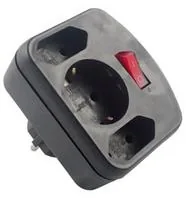 REV 3-fach Adapter mit Schalter schwarz