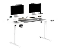 Ultradesk Gaming Tisch Highlander XXL Weiss - Beleuchtung: Nein - Höhenverstellbar: Ja - Detailfarbe: Weiss - Material: Carbon - Holz - Metall