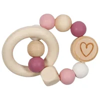 Goki Greifling Herz Elastik - Material: Holz - Silikon - Alter ab: 0 Monate - Detailfarbe: Nature - Rosa - Spielzeugtyp: Greifling