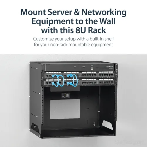 8U WALL-MOUNT RACK WITH SHELF .