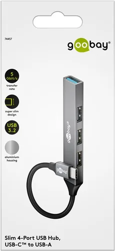 Goobay 74457 interface hub USB 3.2 Gen 1 (3.1 Gen 1) Type-C 5000 Mbit/s Light grey