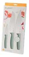 BergHOFF Messer-Set Leo Forest 3-teilig - Typ: Santokumesser - Kochmesser - Schälmesser - Klingenmaterial: Edelstahl - Griffmaterial: Edelstahl - Inklusive Messerblock: Nein - Set: Ja - Detailfarbe: Forest
