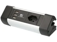 Max Hauri Tischsteckdosenleiste Office Line, 1x T13, 3x USB A - Einsatzgebiet: Indoor - Detailfarbe: Silber - Kinderschutz: Nein - Steckertyp Ausgang: T13 - Schalter: Nein - Steckdosenanzahl: 1