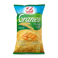 Zweifel Chips Graneo Multigrain Snacks Original 100 g - Produkttyp: Gemüse & Vollkorn Chips - Nährwertangabe pro: 100 g - Energiegehalt (in kj): 2050 KJ - Energiegehalt (in kcal): 489 Kcal - Fett: 19 g - Davon gesättigte Fettsäuren: 1.5 g