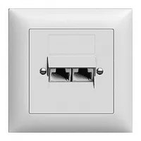 Feller EDIZIOdue Netzwerkdose UP 2x RJ45, ungeschirmt - Montage: Unterputz - Leistungskategorie Cat.: Ohne - Serie: EDIZIOdue - E-Nr.: 878227000 - Typ: Telefondose - Bauform: Komplettset