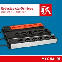 Max Hauri Steckdosenleiste Power Line 8x Typ 23 Grau/Schwarz - Einsatzgebiet: Indoor - Detailfarbe: Grau - Schwarz - Kinderschutz: Keine Angaben - Steckertyp Ausgang: T23 - Schalter: Nein - Steckdosenanzahl: 8