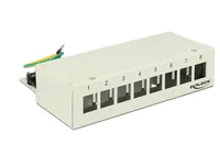 Delock Netzwerkpanel 8 Port Keystone Desktop grau - Detailfarbe: Grau - Montage: Wand - DIN-Rail - Desktop - Serie: Standard - E-Nr.: 0 - Schirmung: Ja - Schnittstellen: Keystone