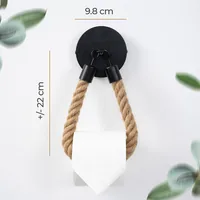 Hennez Toilettenpapierhalter Nature/Schwarz - Befestigung: Kleben - Aufhängevorrichtung: Ja - Anzahl Rollen: 1 - Detailfarbe: Nature - Schwarz - Detailmaterial: Bambus - Metall - Grundmaterial: Bambus - Metall