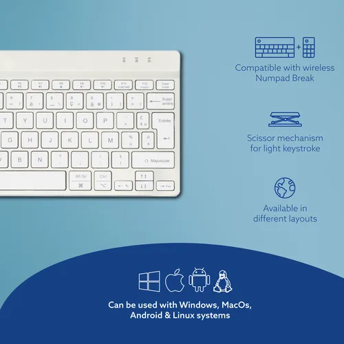 R-GO COMPACT BREAK ERGONOMIC KEYBOARD AZERTY (FR) BLUETOOTH W