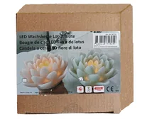Dameco LED Wachskerze Lotus Blüte 2er Set rosa und türkis grün - Betriebsart: Akkubetrieb - Fernbedienung: Nein - Aussenanwendung: Ja - Höhe: 16 cm - Timerfunktion: Nein - Set: Ja
