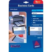 Avery Zweckform Visitenkarten-Etiketten Inkjet 85 x 54 mm 200 Stück - Klebehaftung: Keine - Drucker Kompatibilität: Inkjet - Anzahl Blatt: 25 × - Papierformat: A4 - Anzahl Etiketten: 200 - Etikettengrösse: 85 x 54 mm