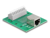 Delock RJ45 Buchse zu Terminalblock mit Drucktaster für Hutschiene