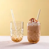 LEONARDO Latte Macchiato Becher Gocce 390 ml, 2 Sück, Orange - Material: Kalk-Natron-Glas - Tassen Typ: Latte Macchiato Becher - Ausstattung: Trinkhalm - Detailfarbe: Orange - Volumen: 390 ml