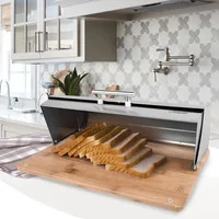 Maestro MR-1672S bread box Rectangular Silver, Wood Stainless steel, Bamboo