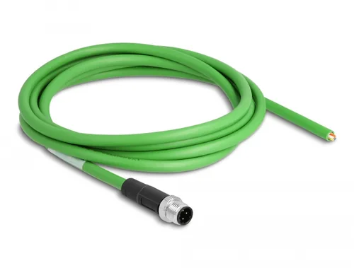 DELOCK NWk M12 4 Pin D-kodiert zu offenen Kabelenden TPU 2 m