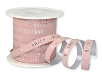 Pattberg Geschenkband Happy Birthday 1 cm x 100 m, Rosa - Breite: 10 mm - Länge: 100 m - Verpackungseinheit: 1 Stück - Detailfarbe: Rosa - Band-Art: Geschenkband