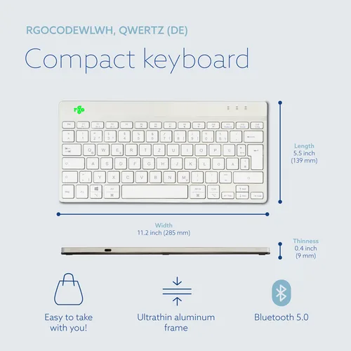 R-GO COMPACT BREAK ERGONOMIC KEYBOARD QWERTZ (DE) BLUETOOTH W