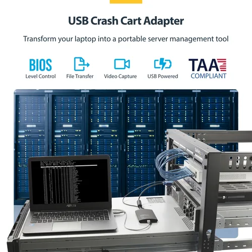 StarTech KVM Console to Laptop USB 2.0 Portable Crash Cart Adapter with File Transfer & Video Capture - Portable KVM Console