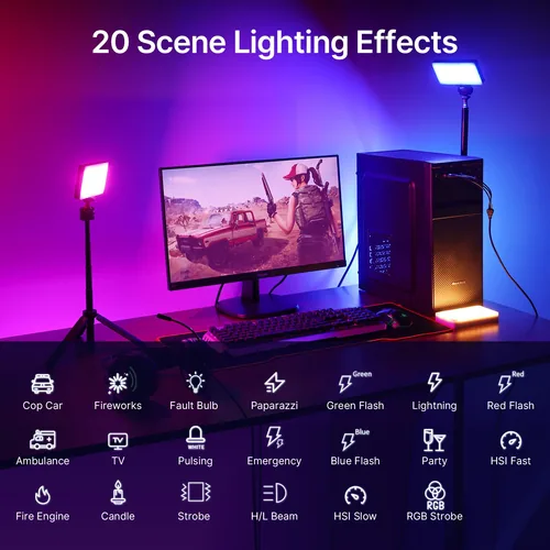 Ulanzi Videoleuchte LED RGB LT002 - Farbtemperatur Kelvin: 2500 bis 9000 K - Lichtfarbe: RGB - farbig - Leuchtenfarbe: Weiss