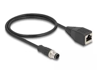 Delock M12 Adapterkabel D-kodiert 4 Pin Stecker zu RJ45 Buchse 50 cm