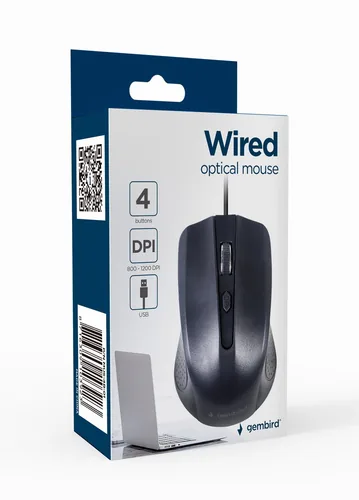 Gembird MUS-4B-01 mouse Ambidextrous USB Type-A Optical 1200 DPI
