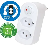 Max Hauri Mehrfachstecker ADAPT 2xT13, drehbar 320° 2 - Detailfarbe: Weiss - Schalter: 1 Schalter - Steckdosenanzahl: 2 - Ausstattung: drehbar 320° - Steckdose T13 - Kinderschutz: Nein