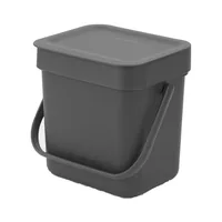 Brabantia Komposteimer Sort & Go 3 l, Grau - Fassungsvermögen: 3 l - Höhe: 17.4 cm - Anzahl Behälter: 1 - Detailfarbe: Grau - Form: Eckig - Material: Kunststoff