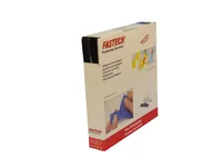 FASTECH Klettband-Box 20 mm x 25 m selbstklebend, Schwarz - Breite: 20 mm - Länge: 25 m - Produkttyp: Klettband-Rolle - Ausstattung Kabelmanagement: Zuschneidbar - Haftend - Selbstklebend - Verpackungseinheit: 1 Stück - Material: Kunststoff