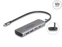 DELOCK USB 10 Gbps 2 Port USB Typ-A + 2 Port USB Type-C Hub mit USB Type-C Anschluss und zustzlicher Strombuchse