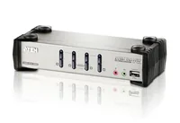Aten KVM Switch CS1734B - Konsolen Ports: USB 2.0 - VGA - 3.5 mm Mikrofoneingang - 3.5 mm Kopfhöreranschluss - Computer Ports: 3.5 mm Kopfhöreranschluss - 3.5 mm Mikrofoneingang - USB 2.0 - VGA - KVM-Art: Lokal - Anzahl Geräte: 4 - Montage: Desktop - Stro