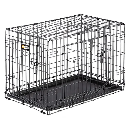 ferplast Transportbox Dog-Inn-75, faltbare Metallbox - Breite: 77.4 cm - Höhe: 54.6 cm - Tiefe: 48.5 cm - Detailfarbe: Schwarz - Produkttyp: Transportbox - Tierart: Hund