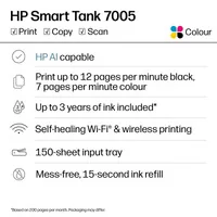 HP Smart Tank 7005 All-in-One Printer Thermal inkjet A4 4800 x 1200 DPI 15 ppm Wi-Fi