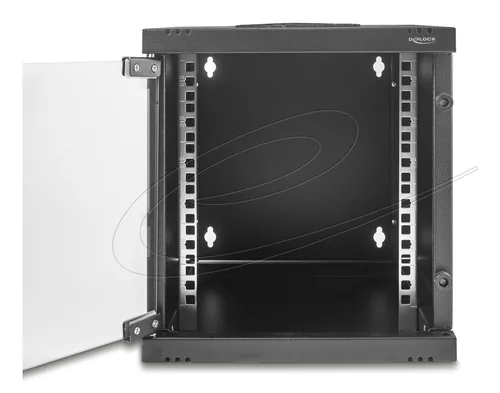Delock 10? Netzwerkschrank 6 HE mit Glastür zur Stand- oder Wandmontage, 240 mm Tiefe, Traglast 30 kg, 330 x 312 x 300 mm, schwarz