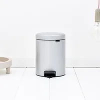 Brabantia Kosmetikeimer NewIcon 5 l, Metallic grey - Fassungsvermögen: 5 l - Höhe: 29.1 cm - Anzahl Behälter: 1 - Detailfarbe: Grau - Form: Rund - Material: Edelstahl