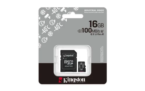 KINGSTON 16GB -  microSDHC -  Industrial -  C10 -  A1 -  pSLC -  Card + SD Adapter