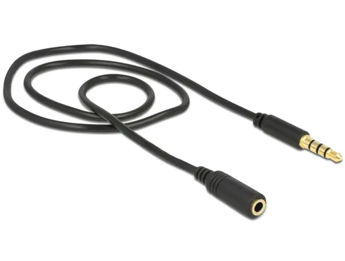 Delock Klinkenverlängerungskabel 3,5 mm 4 Pin Stecker zu Buchse 0,5 m schwarz