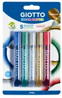 Giotto Glitzerstift Glitterglue Metallix Mehrfarbig, 5 Stück - Strichstärke: Keine Angabe - Set: Nein - Verpackungseinheit: 5 Stück - Eigenschaft-Stift: Glitzer - Anwender: Kinder - Schule - Fasermaler & Fineliner Art: Glitzerstift