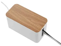 Schönenberger Kabelbox mit Steckdosenleiste - Breite: 115 mm - Länge: 235 mm - Tiefe: 121 mm - Anwendungsbereich: Indoor - Detailfarbe: Weiss - Braun