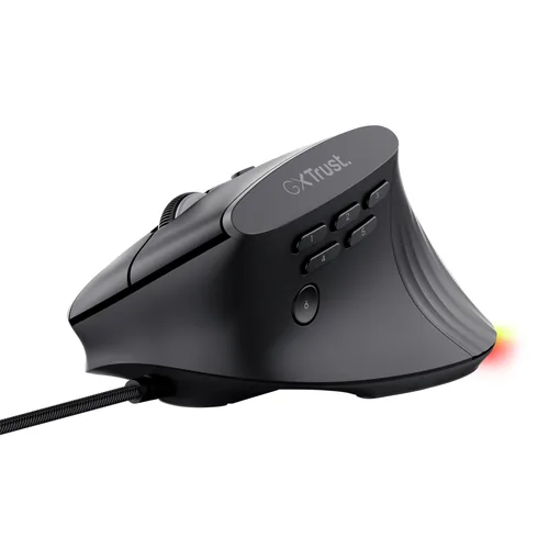 Trust Gaming-Maus GXT 145 Rexxa Schwarz 12800 dpi - Maus Features: Beleuchtung - Daumentaste - Programmierbare DPI-Einstellung - Programmierbare Tasten - RGB-Beleuchtung - Scrollrad - Umschaltbare DPI-Auflösung - Vertikales Design - Bedienungsseite: Recht