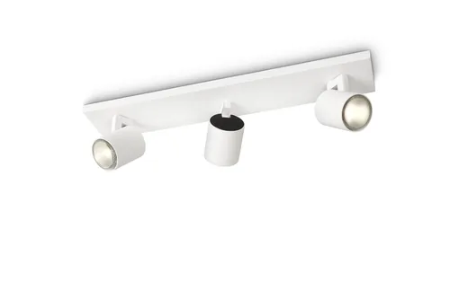 Philips Aufbauspot Runner, 3 x GU10, 20 W, Weiss - Leuchten Kategorie: Aufbauleuchte - Betriebsart: Netzbetrieb - Lampensockel: GU10 - Farbtemperatur Kelvin: Je nach Leuchtmittel - Gesamtleistung: 50 W - Farbwiedergabeindex CRI: 0