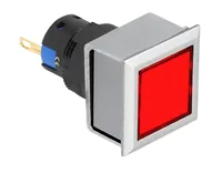 DELOCK 16mm Kunststoff Signallampe rot Lötversion 4-eckig