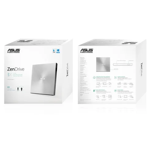 SDRW-08U9M-U The NEW ZEN Drive Silber External / USB2.0 / DVD+/-R 8x, DVD+/-RW 8x, CD-R/-RW 24x / Power2Go