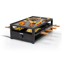 Princess Racletteofen Black Steel 8 Personen - Anzahl Personen: 8 - Funktionen: Antihaftbeschichtung - Pfannenhalter - Raclette - Regelbarer Thermostat - Rutschfeste Füsse - Connect-System: Nein - Grillplatte: Aluminium - Pfännchenablage: Ja
